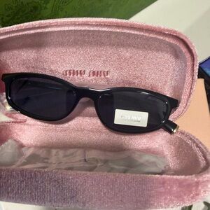 Miu Miu Black Sunglasses with Soft Pink Case
